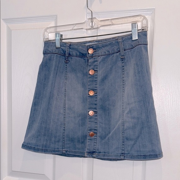 Celebrity Pink 3 / 26 waist Blue A-Line Button Down Mini Skirt - Picture 3 of 9